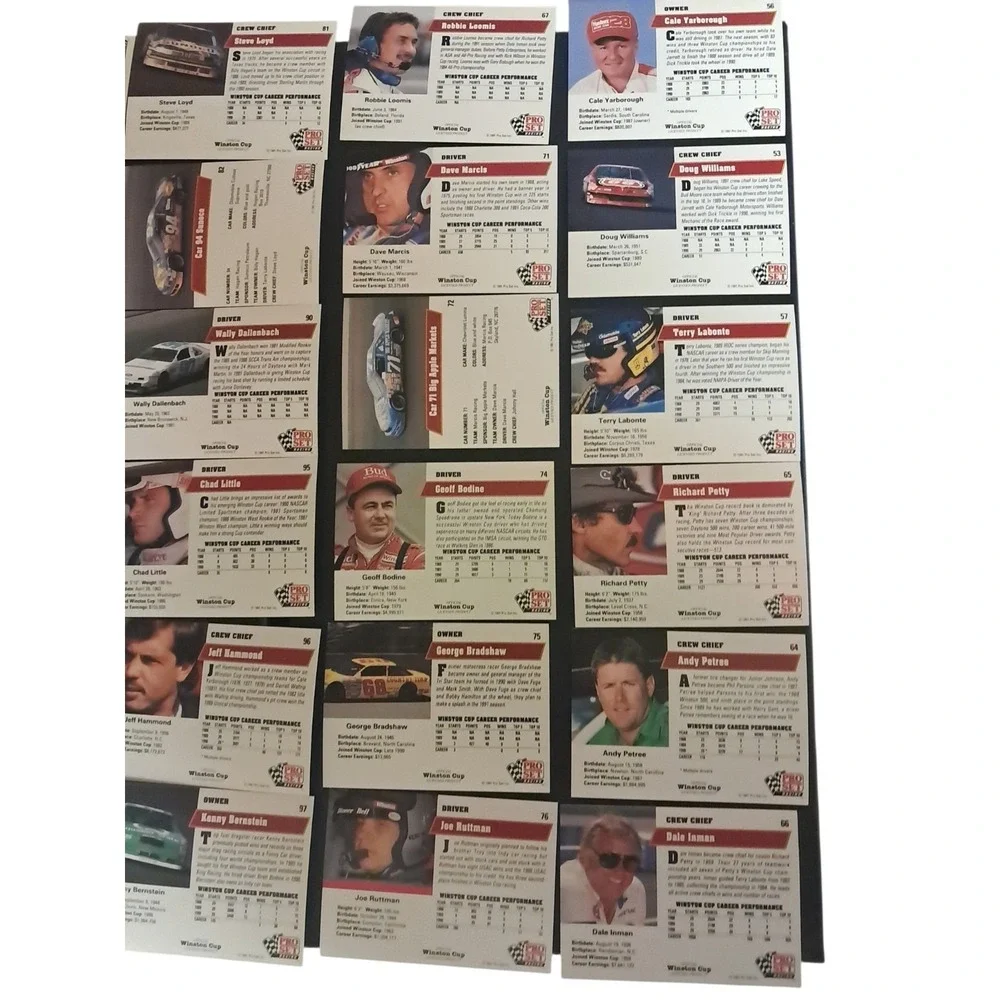 1991 Pro Set Winston Cup Lot Of‎ 38 Cards